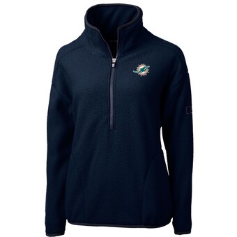 Women's Miami Dolphins Cutter & Buck Navy Cascade Eco Sherpa Fleece Half-Zip Pullover Jacket