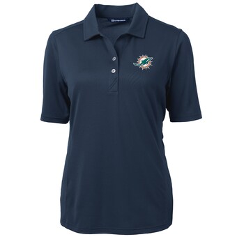 Women's Miami Dolphins Cutter & Buck Navy Virtue Eco Pique Recycled Polo