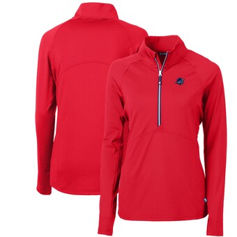 Women's Miami Dolphins Cutter & Buck Red Adapt Eco Knit Stretch Recycled Half-Zip Pullover Top