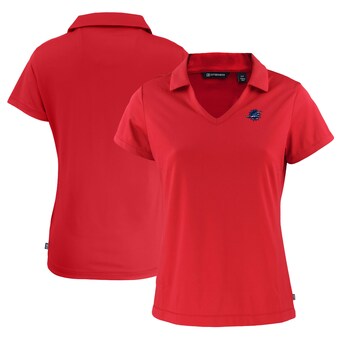 Women's Miami Dolphins Cutter & Buck Red  Daybreak Eco Recycled V-neck Polo