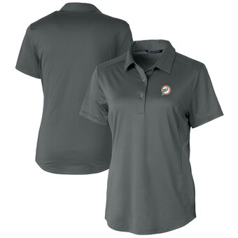 Women's Miami Dolphins Cutter & Buck Steel Throwback Logo Prospect Textured Stretch Polo