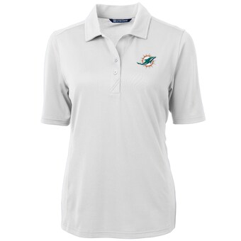 Women's Miami Dolphins White Cutter & Buck Virtue Eco Pique Recycled Polo