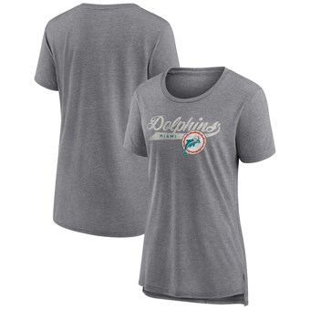 Women's Miami Dolphins Fanatics Heather Gray Original Play Tri-Blend T-Shirt