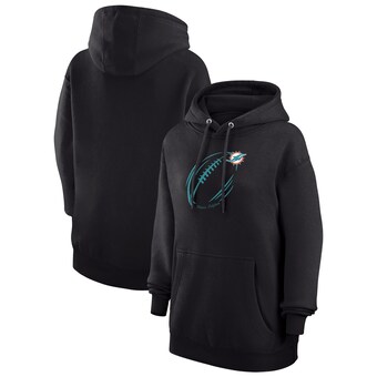 Women's Miami Dolphins G-III 4Her by Carl Banks Black Football Logo Fleece Pullover Hoodie