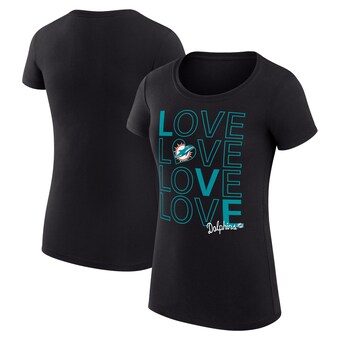 Women's Miami Dolphins G-III 4Her by Carl Banks Black Love Graphic Fitted T-Shirt