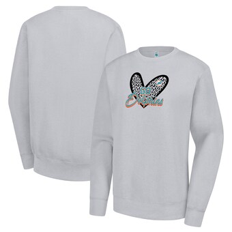 Women's Miami Dolphins G-III 4Her by Carl Banks Heather Gray Leopard Heart Pullover Sweatshirt