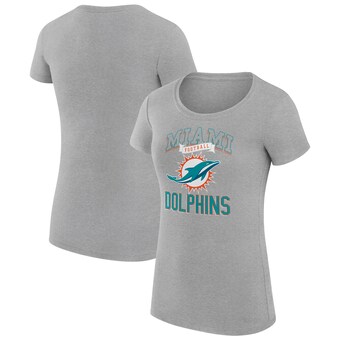 Women's Miami Dolphins G-III 4Her by Carl Banks Heather Gray Team Logo Graphic Fitted T-Shirt