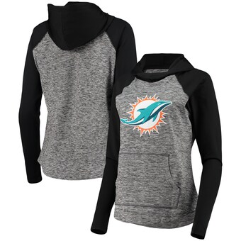 Women's Miami Dolphins G-III 4Her by Carl Banks Heathered Gray/Black Championship Team Ring Raglan Pullover Hoodie