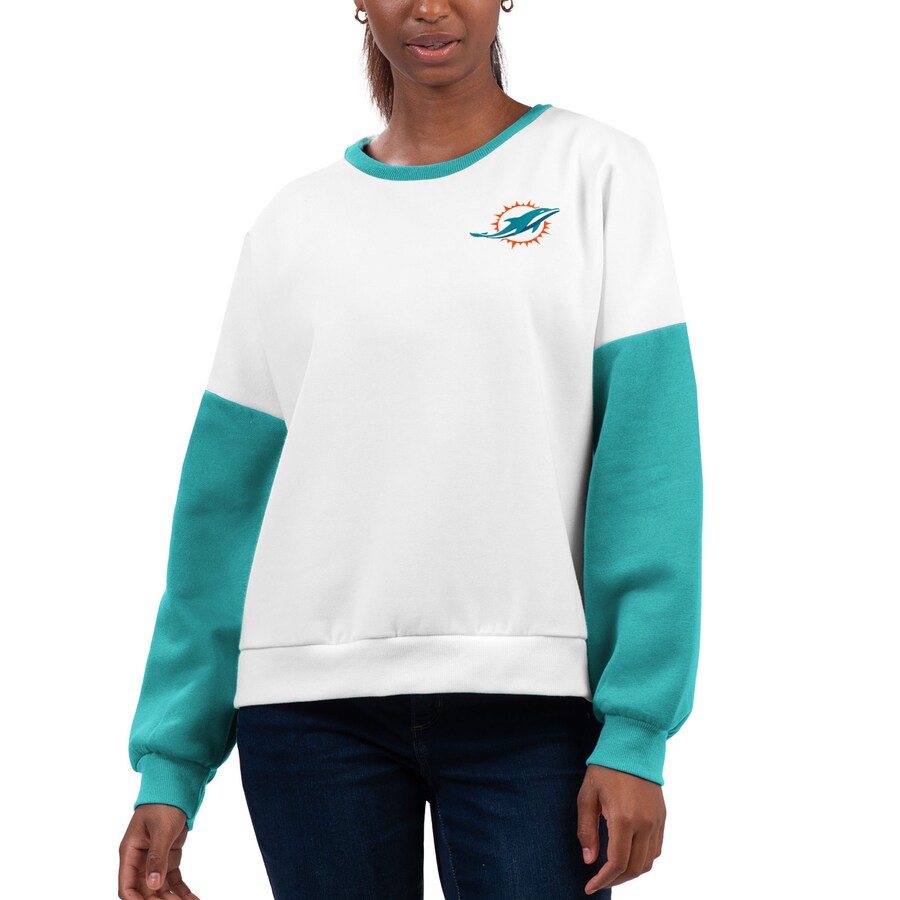 Women's Miami Dolphins G-III 4Her by Carl Banks White A-Game Pullover Sweatshirt