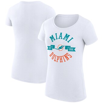 Women's Miami Dolphins G-III 4Her by Carl Banks White City Team Graphic Lightweight Fitted Crewneck T-Shirt