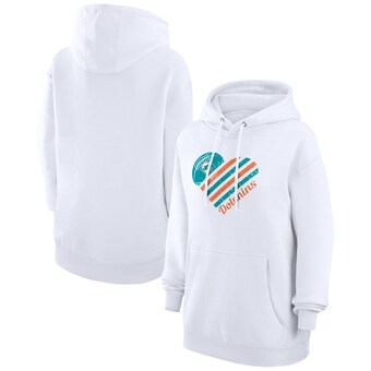 Women's Miami Dolphins  G-III 4Her by Carl Banks White Heart Graphic Fleece Pullover Hoodie