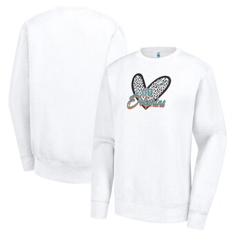 Women's Miami Dolphins G-III 4Her by Carl Banks White Leopard Heart Pullover Sweatshirt