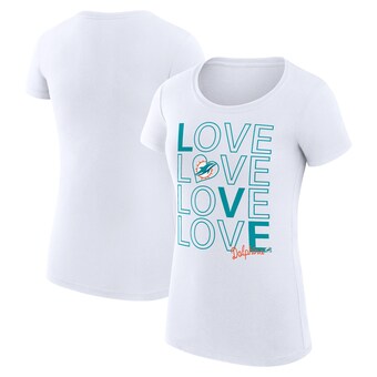 Women's Miami Dolphins G-III 4Her by Carl Banks White Love Graphic Fitted T-Shirt