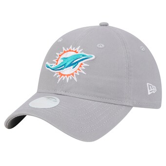 Women's Miami Dolphins New Era Gray Main 9TWENTY Adjustable Hat