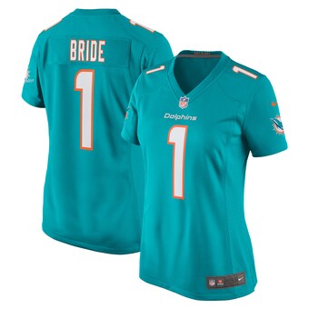 Women's Miami Dolphins Number 1 Bride Nike Aqua Game Jersey