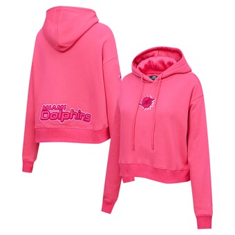 Women's Miami Dolphins Pro Standard Pink Triple Pink Cropped Fleece Pullover Hoodie