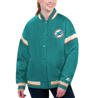 Women's Miami Dolphins Starter Aqua Tournament Full-Snap Varsity Jacket