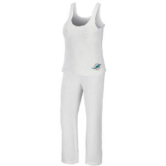 Women's Miami Dolphins WEAR by Erin Andrews Cream Cozy Scoop Neck Tank Top & Pants Sleep Set