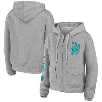 Women's Miami Dolphins WEAR by Erin Andrews Heather Gray Full-Zip Hoodie