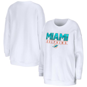 Women's Miami Dolphins WEAR by Erin Andrews White Domestic Pullover Sweatshirt