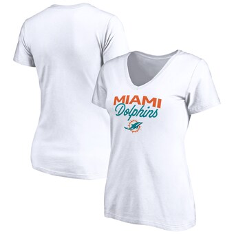 Women's Miami Dolphins White Depth Chart V-Neck T-Shirt