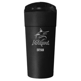 Miami Marlins Black 24oz. Personalized Stealth Travel Tumbler