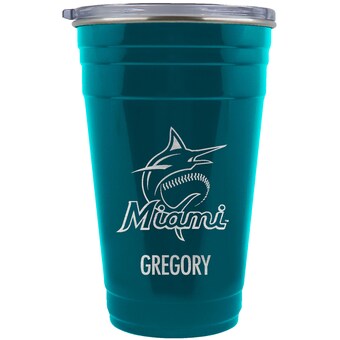 Miami Marlins Team Logo 22oz. Personalized Tailgater Travel Tumbler