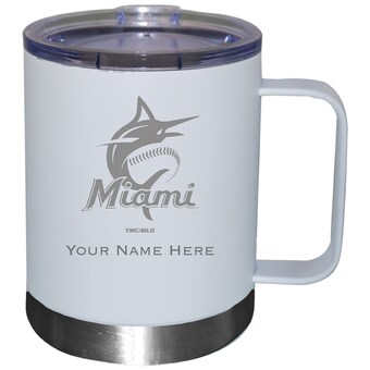 Miami Marlins White 12oz. Personalized Stainless Steel Lowball with Handle