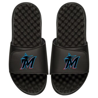 Youth Miami Marlins ISlide Black Personalized Alternate Logo Slide Sandals