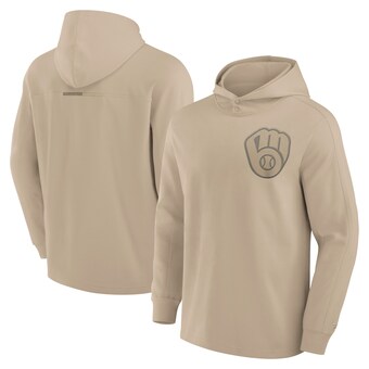 Men's Milwaukee Brewers Fanatics Khaki Elements Lightweight Fleece Hoodie