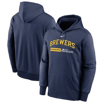  Milwaukee Brewers Nike 2023 Postseason Authentic Collection Dugout Performance Pullover Hoodie - Navy