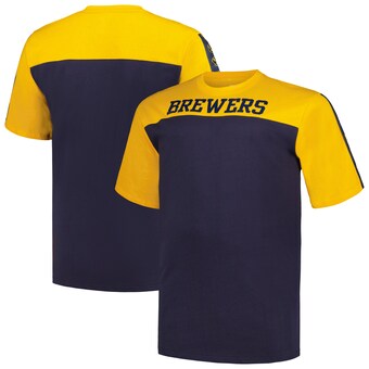 Men's Milwaukee Brewers Profile Gold/Navy Big & Tall Yoke Knit T-Shirt