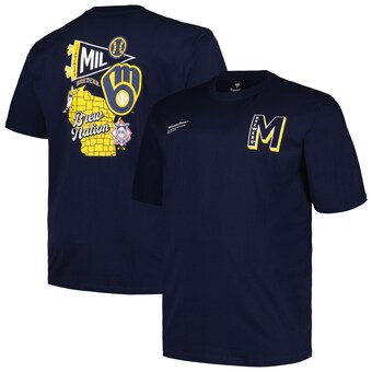 Men's Milwaukee Brewers Profile Navy Big & Tall Split Zone T-Shirt