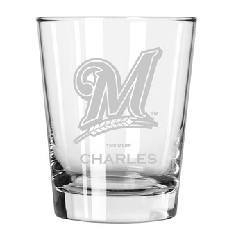 Milwaukee Brewers 15oz. Personalized Double Old Fashion Etched Glass