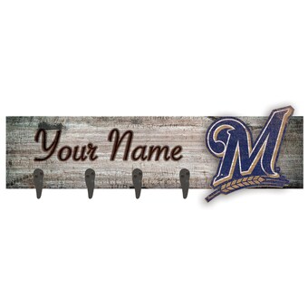 Milwaukee Brewers 24" x 6" Personalized Mounted Coat Hanger