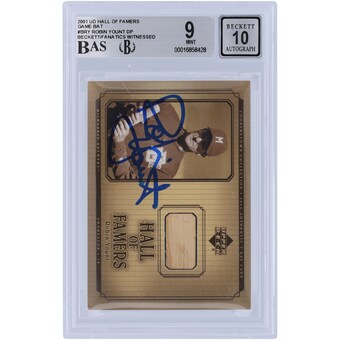 Robin Yount Milwaukee Brewers Autographed 2001 Upper Deck Hall of Famers Game Bat Relic #B-RY Beckett Fanatics Witnessed Authenticated 9/10 Card 