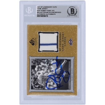 Robin Yount Milwaukee Brewers Autographed 2001 Upper Deck SP Legendary Cuts Game Jersey Relic #J-RY Beckett Fanatics Witnessed Authenticated Card 