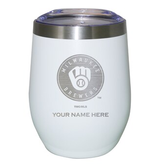 Milwaukee Brewers White 12oz. Personalized Etched Stemless Tumbler