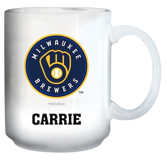 Milwaukee Brewers White 15oz. Personalized Mug