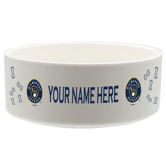 Milwaukee Brewers White 20oz. Personalized Pet Bowl