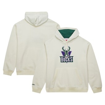 Milwaukee Bucks Mitchell & Ness Hardwood Classics Vintage Pullover Hoodie - Cream