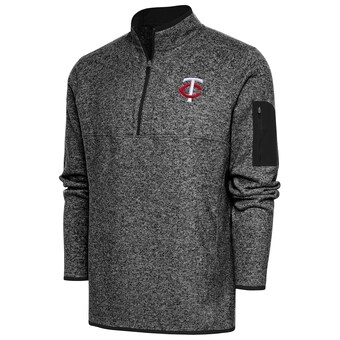 Men's Minnesota Twins  Antigua Heather Black Big & Tall Fortune Quarter-Zip Pullover Jacket