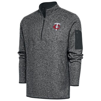 Men's Minnesota Twins  Antigua Heather Charcoal Big & Tall Fortune Quarter-Zip Pullover Jacket