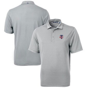 Men's Minnesota Twins  Cutter & Buck Pewter Big & Tall Virtue Eco Pique Recycled Polo