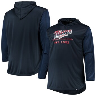 Men's Minnesota Twins Navy/Heathered Navy Big & Tall Wordmark Club Pullover Hoodie