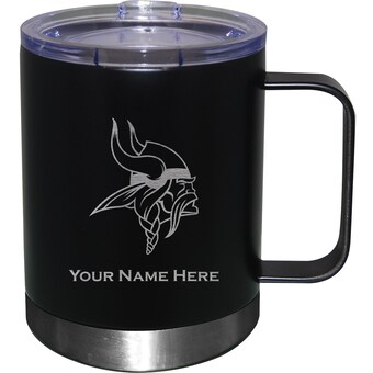 Minnesota Vikings Black 12oz. Personalized Stainless Steel Lowball with Handle