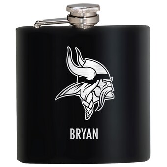 Minnesota Vikings Black 6oz. Personalized Stealth Hip Flask