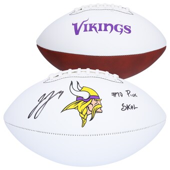 J.J. McCarthy Minnesota Vikings Autographed Fanatics Authentic Franklin White Panel Football with "#10 Pick" & "SKOL" Inscriptions