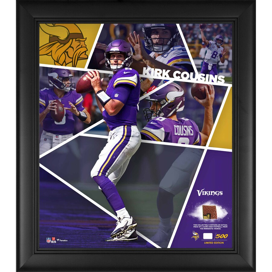 Minnesota Vikings Kirk Cousins Fanatics Authentic Framed 15" x 17" Impact Player Collage with a Piece of Game-Used Football - Limited Edition of 500