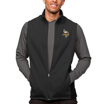 Men's Minnesota Vikings Antigua Heathered Black Course Full-Zip Vest